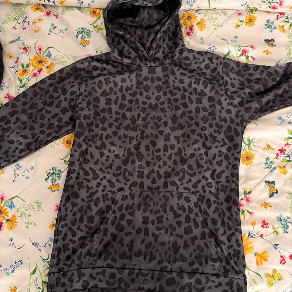 Gray Leopard Print Hoodie